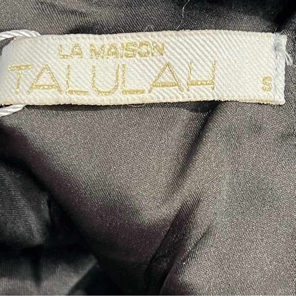 La Maison Talulah Golda Ruffle Mini Dress Black Gold Sparkle Glitter Small New - Picture 11 of 16